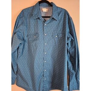 Wrangler Wrancher Pearl Snap Western Shirt Men's Large Geometric Long Sleeve